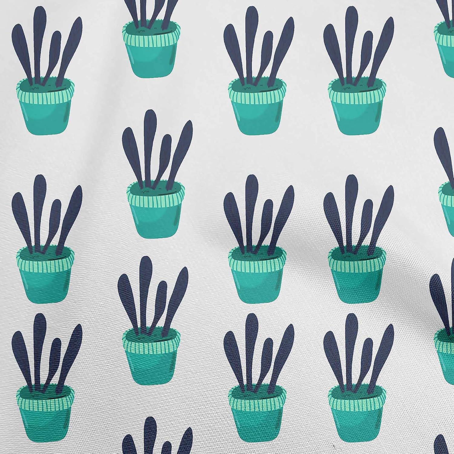 oneOone Cotton Flex Turquoise Green Fabric Cactus Sewing Material Print Fabric by The Yard 40 Inch Wide