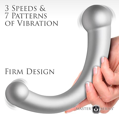 Miniatura 2 de MASTER SERIES Consolador de doble extremo 10X Vibra-Crescent fabricado con silicona de primera calidad para hombres, mujeres y parejas. Punto G
