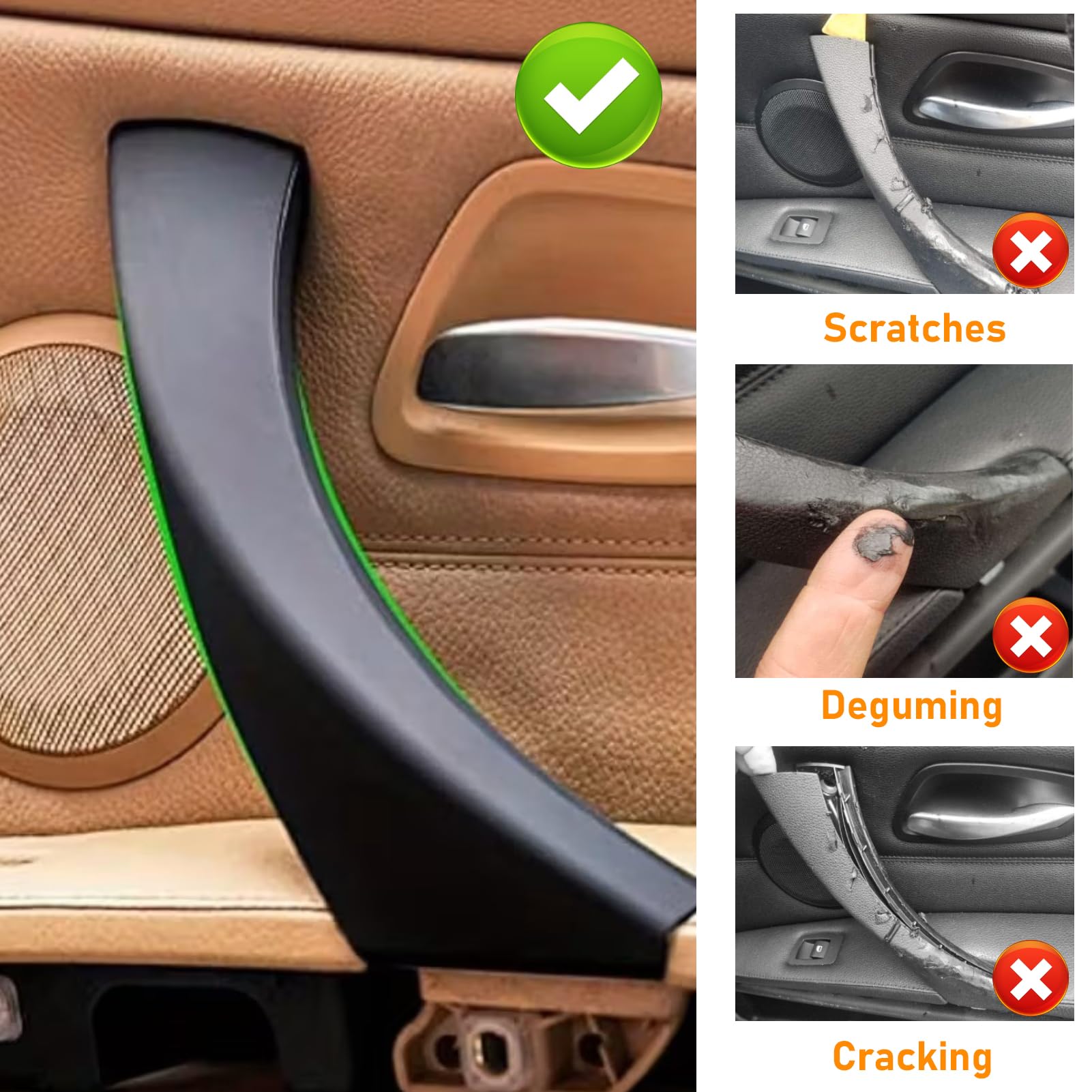 TTCR-II 2PCS Pas de Démontage Compatible avec Poignée de Porte Droit Intérieure BMW Série 3 E90 E91 E92 E93 Poignée de Porte Côté Passager E90 E91 E92 E93 323 325 328 330 2005-2011 Clip Noir-Droit