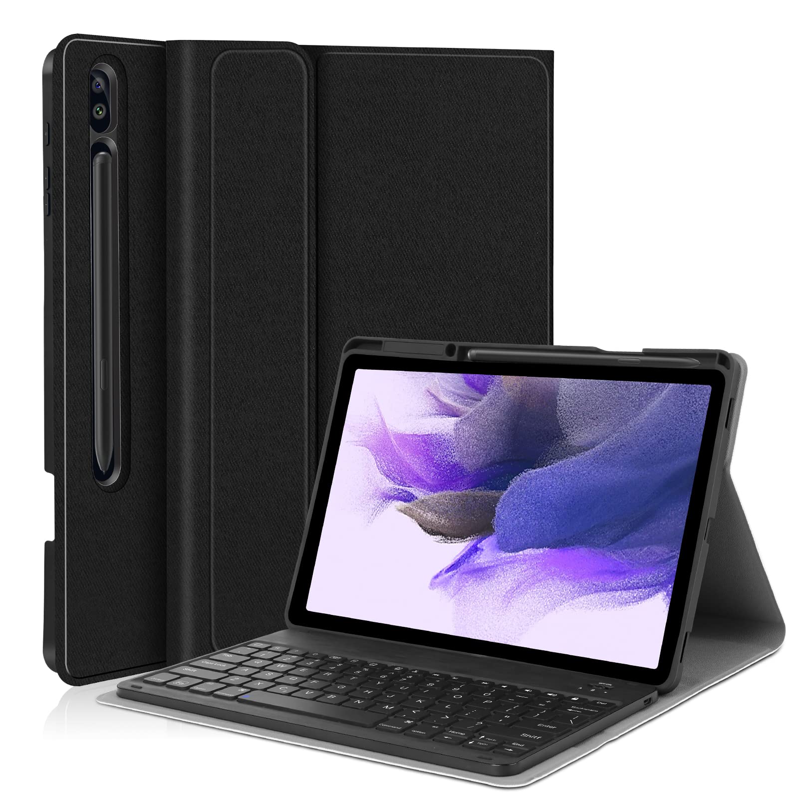 PIMOFEE Keyboard Case For Samsung Galaxy Tab S7 Fe 2021/S7 Plus 2020 12.4" Case With Detachable Wireless Keyboard Cover S Pen Holder For Sm-T730/T733/T736/T738/T970/T975/T976/T978,Black (B09D9BFVSY) Amazon Price History, Amazon Price Tracker