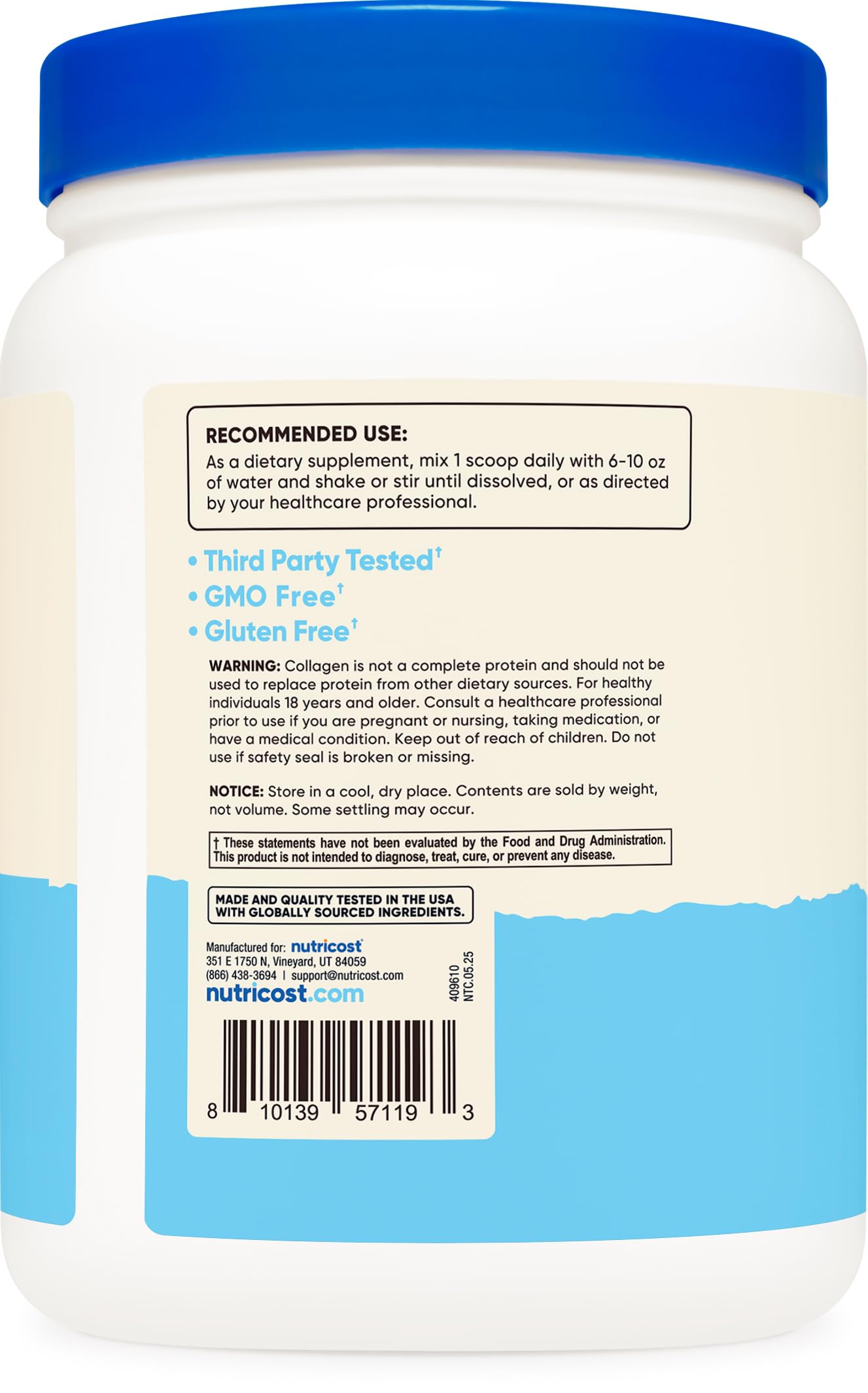 Nutricost Multi Collagen Protein Complex (Unflavored, 30 Servings) - Hair, Skin and Nails Supplement with Biotin, Hyaluronic Acid, and Collagen Peptides