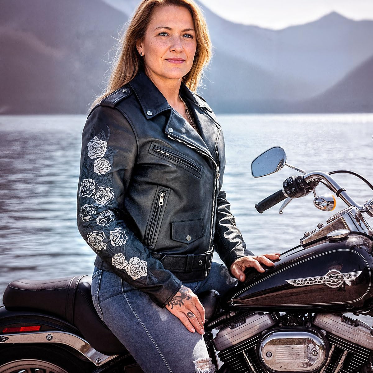Hot Leathers Women's Leather Motorcycle Riding Jacket (JKL2002-BLACK, 3X-Large)