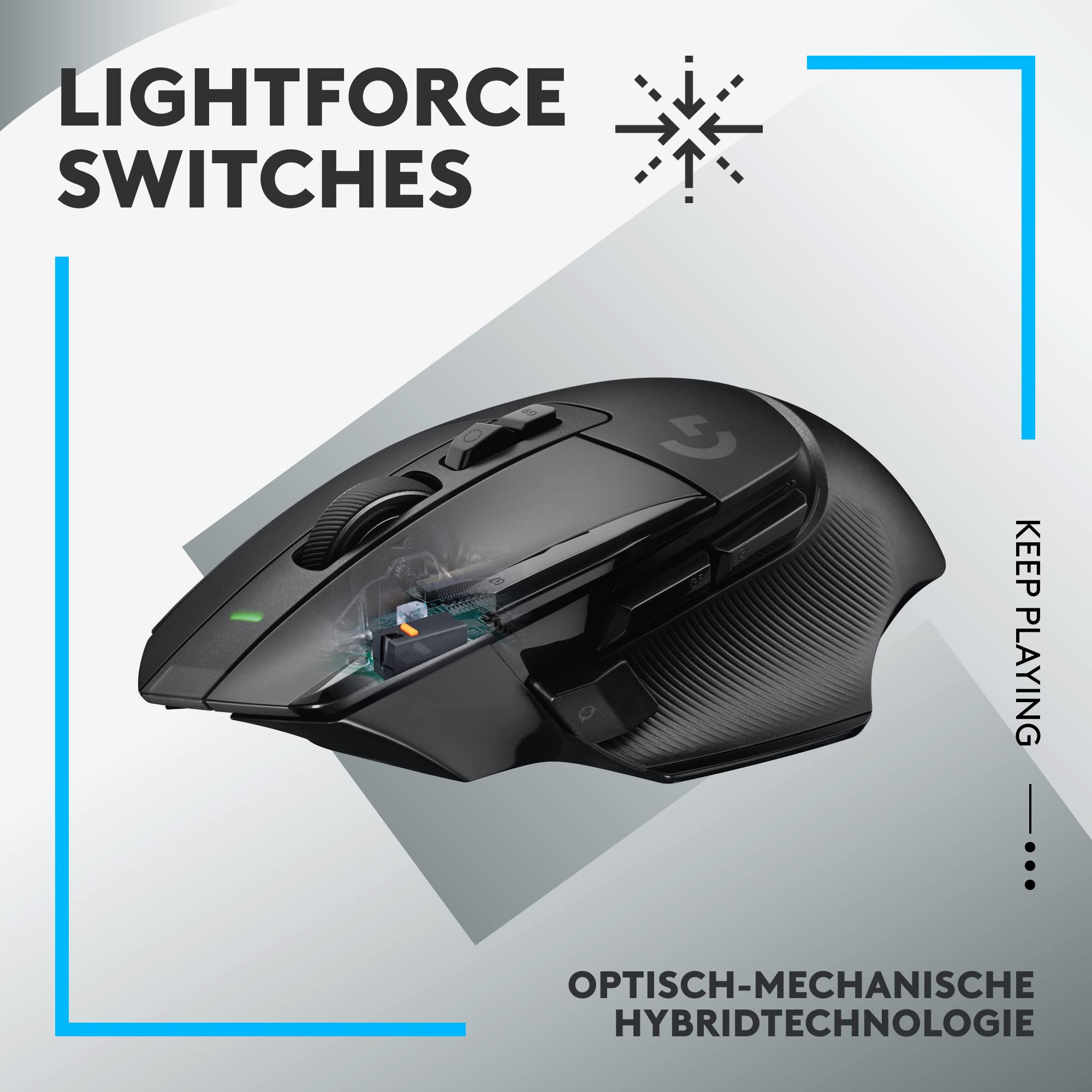 Logitech G502 X LIGHTSPEED Kabellose Gaming-Maus | Optische Maus, LIGHTFORCE Hybridschalter, HERO 25K Sensor, PC/macOS/Windows - Schwarz