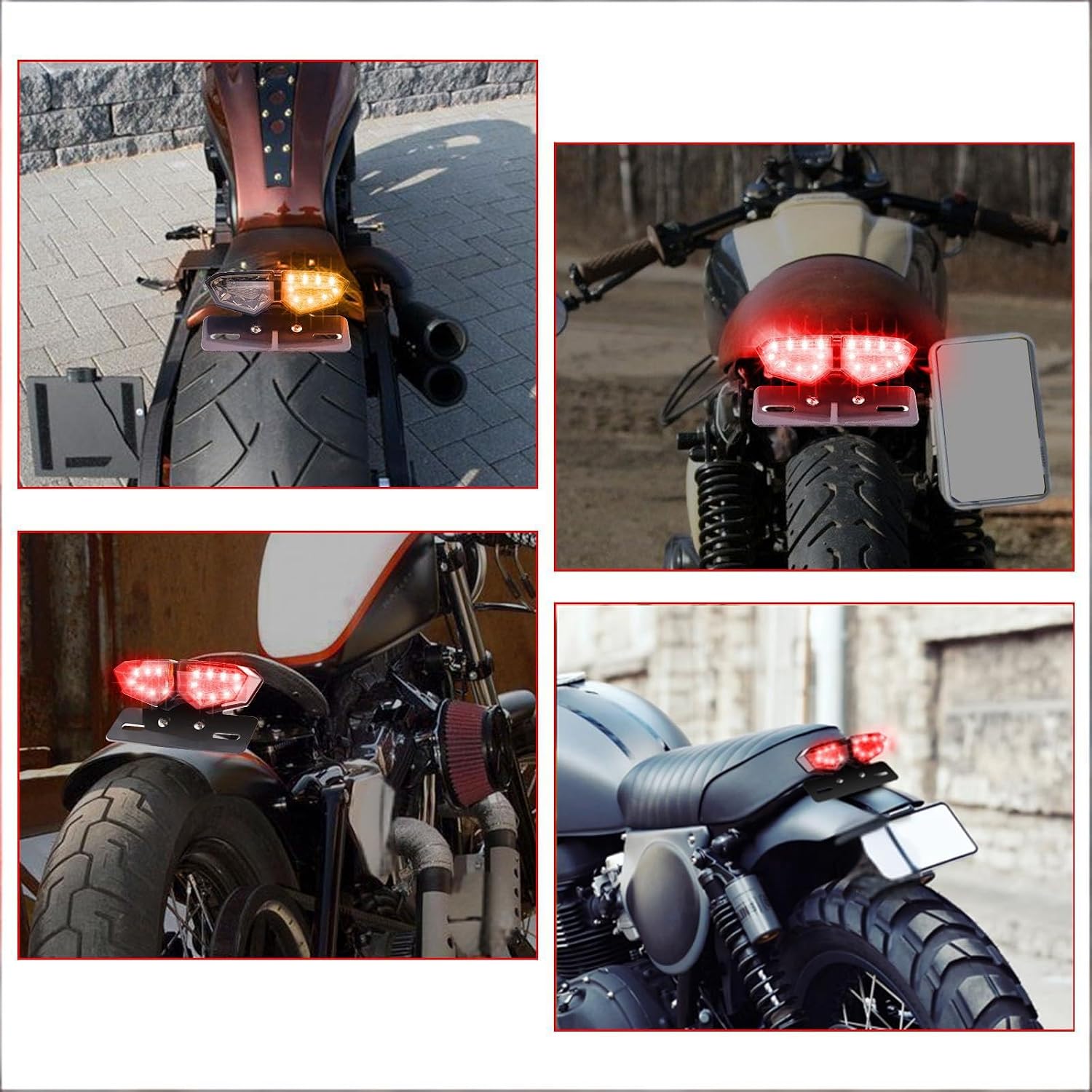 Motorcycle Tail Light Brake Stop Light with Bracket, Motorcycle LED Rear Tail Light 12V Universal for Motorbike SUV ATV Electric Vehicles