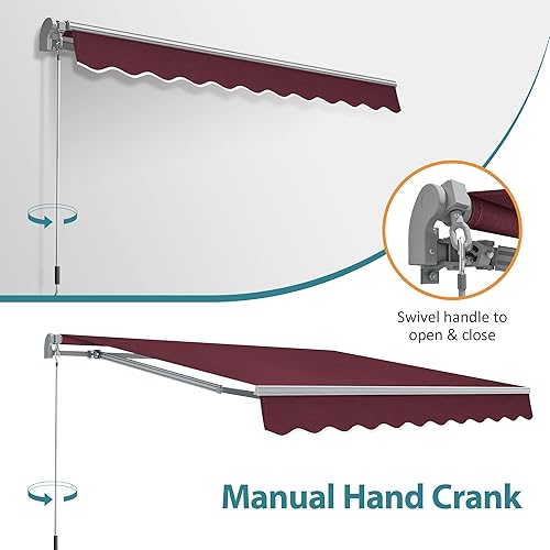 Miniatura 7 de MCombo Toldo de patio de 8 x 7 pies, toldo para toldos retráctiles manuales, 4607 (8 x 7 pies, borgoña)