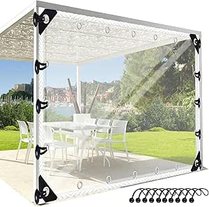 Heavy Duty Clear Tarpaulin Waterproof With Eyelets, 0.35mm Transparent - View #7