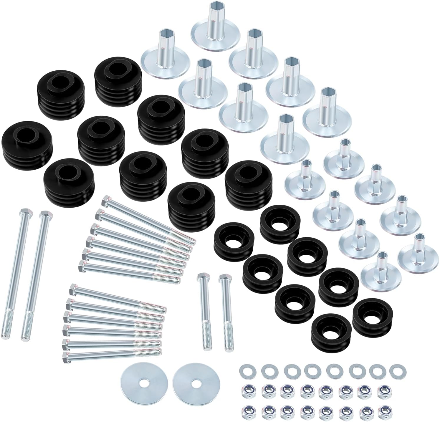 KF04058BK Body Mount Bushing Kit for Ford F250 F350 Super Duty 1999-2007 2WD 4WD XL XLT Lariat King Ranch Harley-Davidson Edition Polyurethane Body Cab Mounts & Steel Sleeves & Hardware (Black)