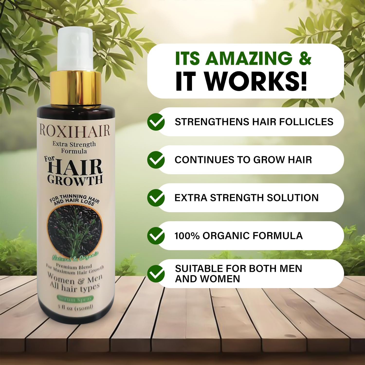 Hair Growth Serum Spray - 150 ml Hair Growth Spray for All Hair Types, Hair Thickening Solution with Extra Strength Formula for Fast Noticeable Results, All Natural Hair Growth Products