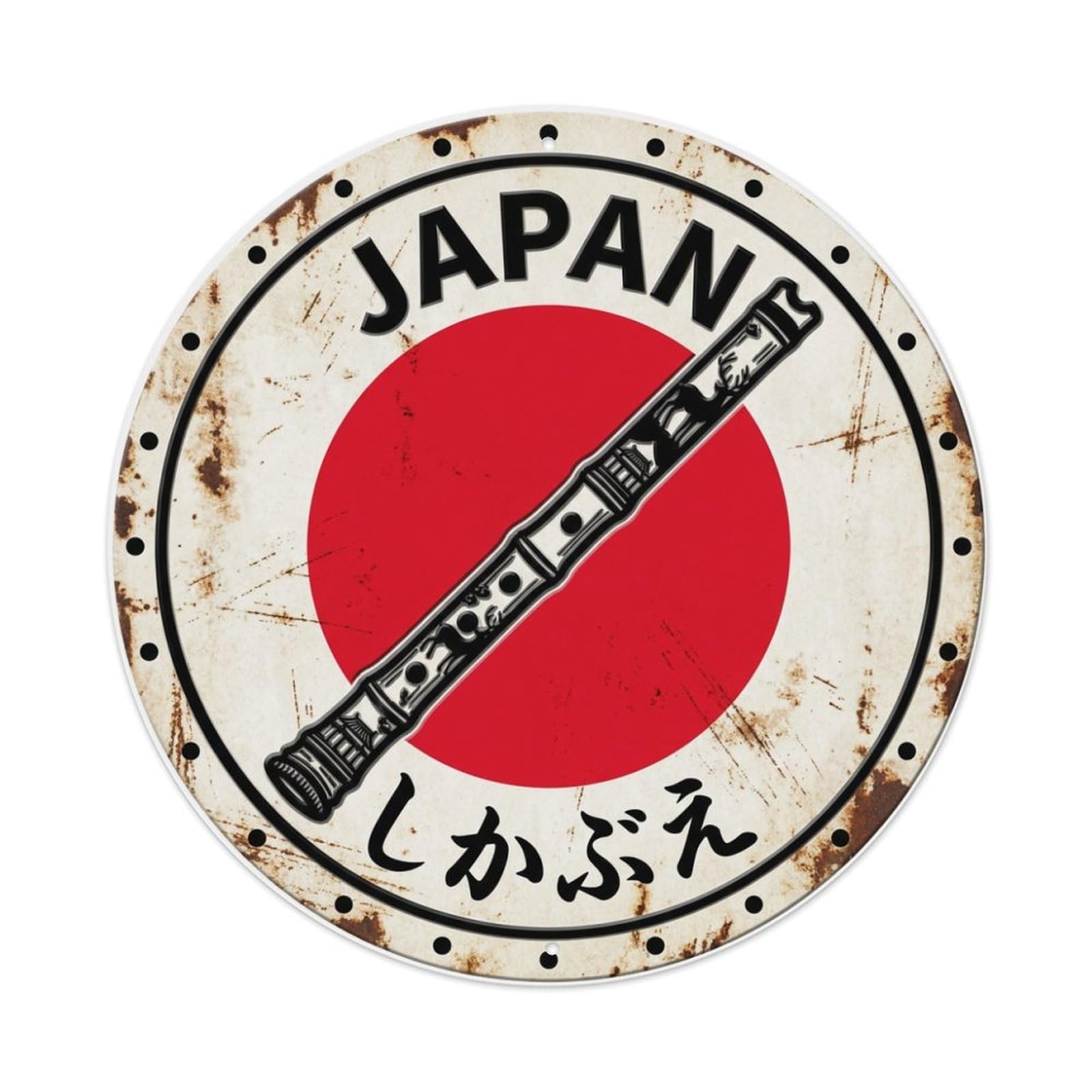 Fqnyr Style Metal Tin Sign Deer Flute Japan Forest Animal Rustic