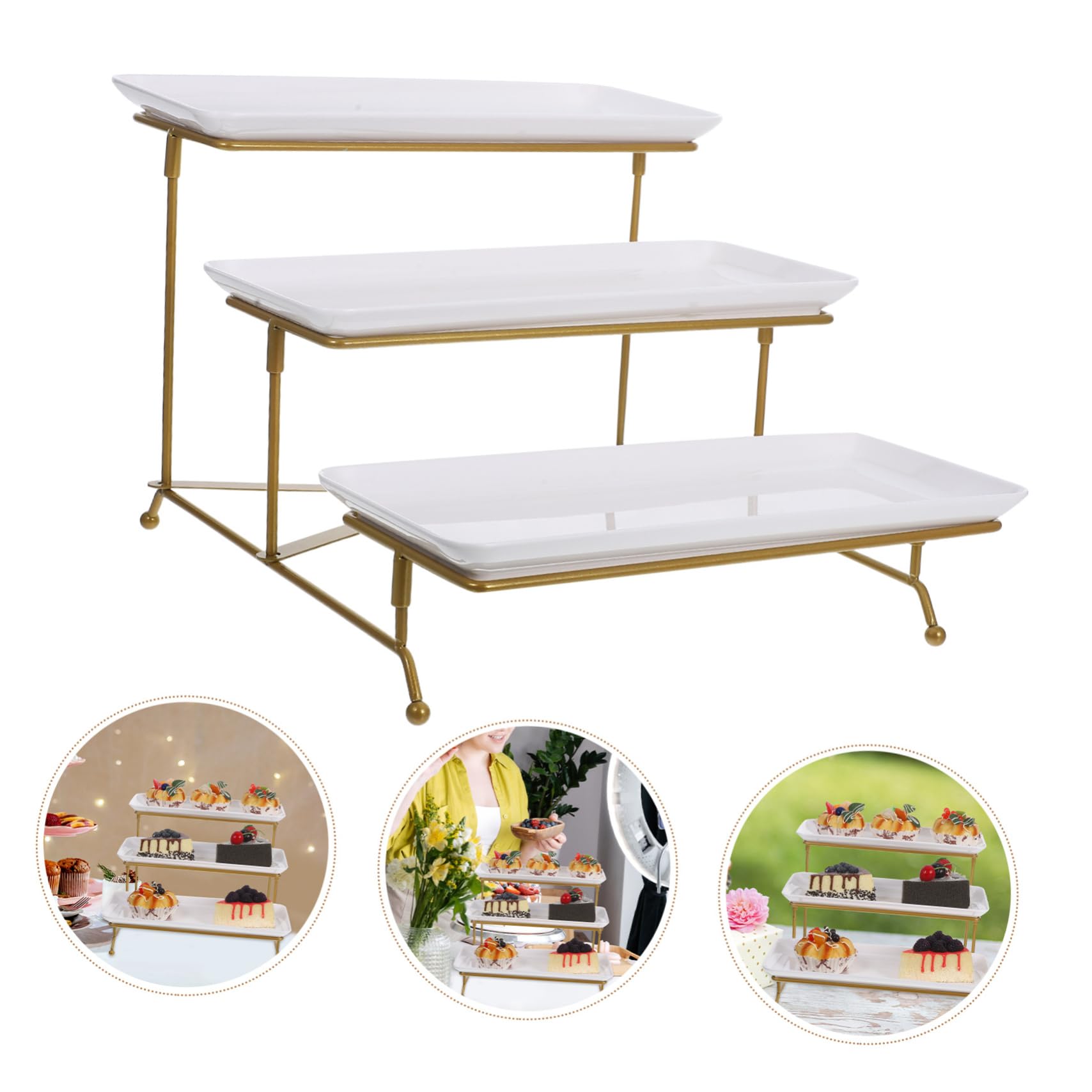 Mobestech Alzata da Portata per Buffet Supporto per Torta in Plastica Bianca Vassoi da Portata per Feste e Esposizione di Cibo Piatto di Frutta per Tavolo da Dessert