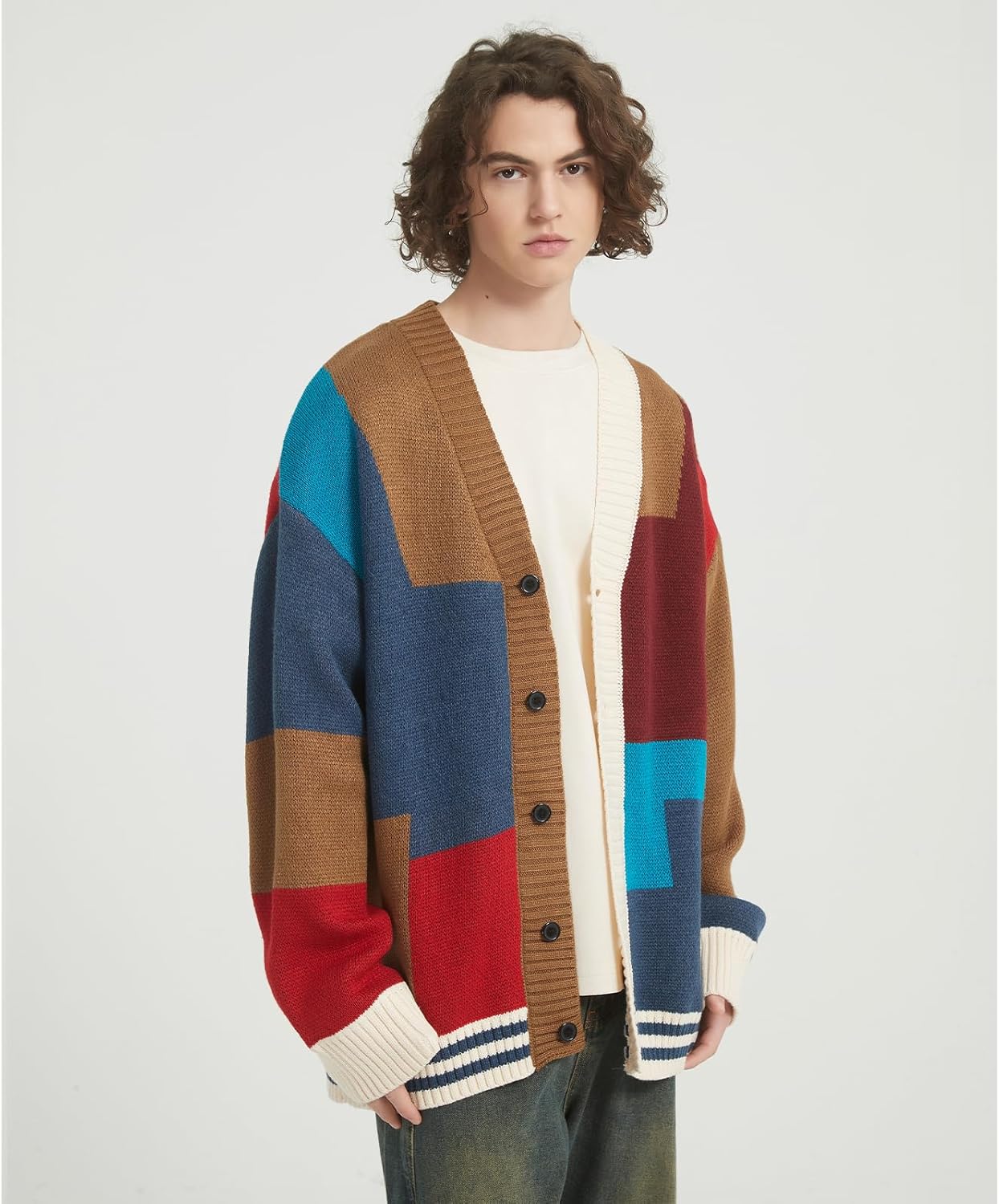 GURUNVANI Cardigan Sweater for Men Knitted Long Sleeve Sweaters with Buttons - Image 2