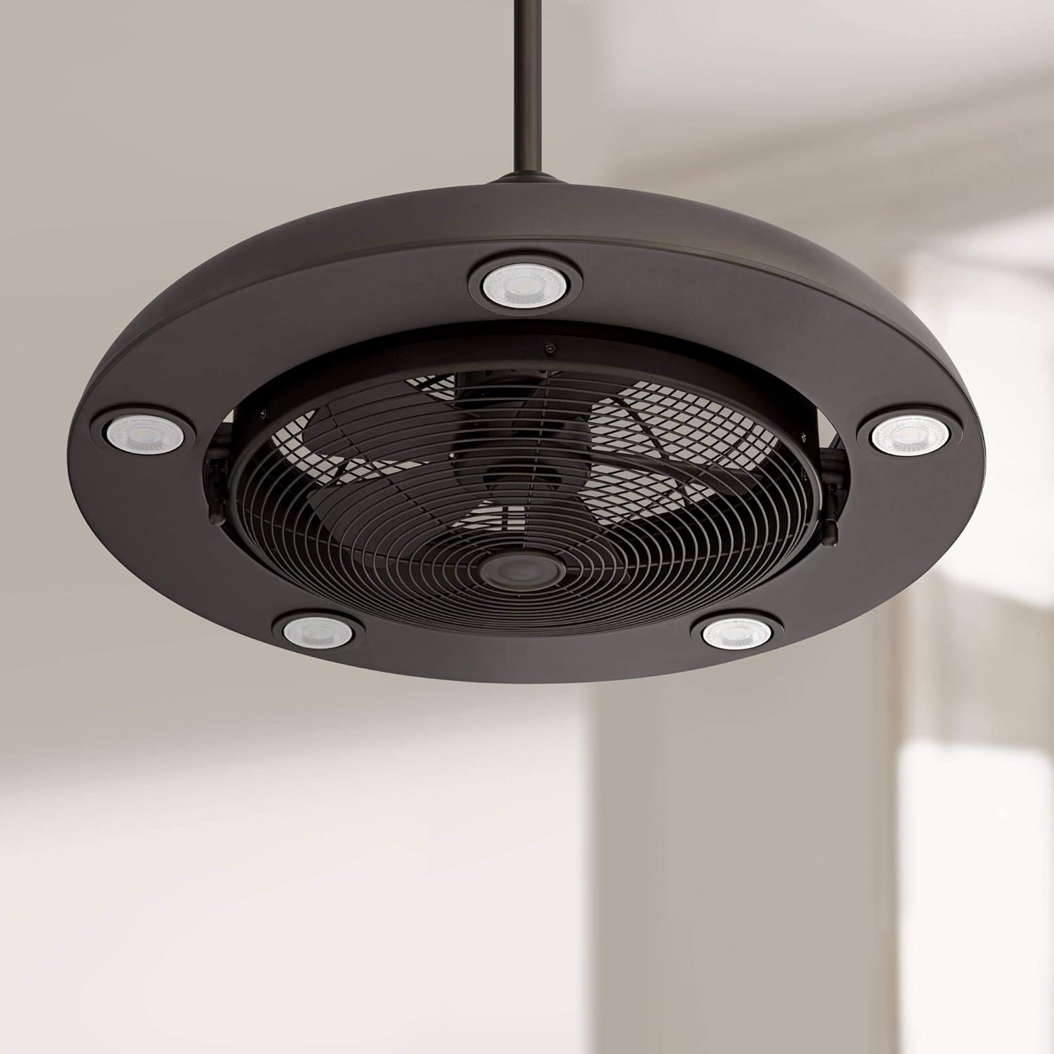 Lowest Price 24 Segue Modern Industrial Small Enclosed Indoor Ceiling Fan with LED Light Remote Control Rich Bronze Cage for House Bedroom Living Room Home Kitchen Family Dining Office - Possini Euro Design