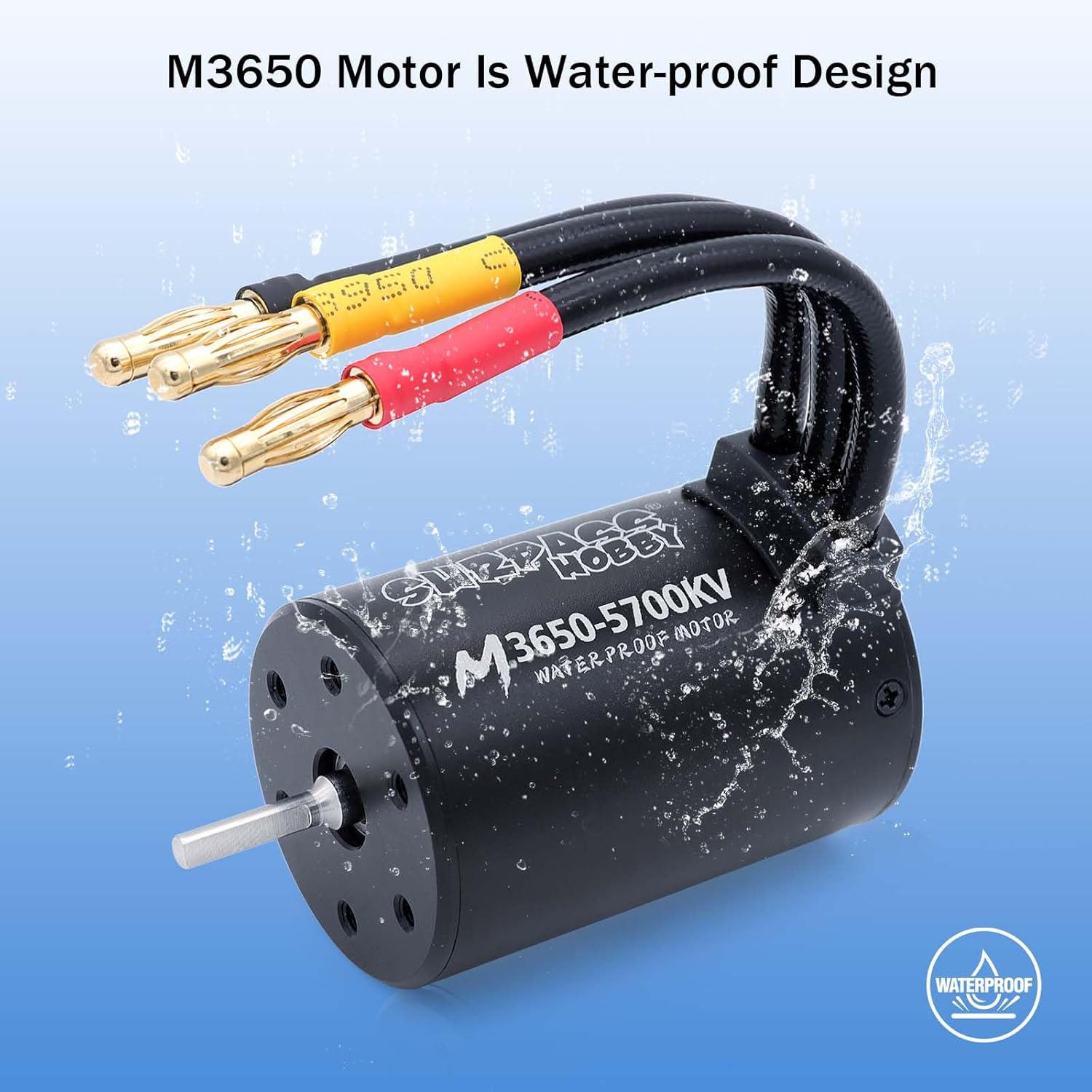 SurpassHobby 3650 5700KV Brushless Motor High Speed Waterproof Shaft 3.17mm Motor and for 1/0 Remote Control Cars Trucks Off-Road Vehicle