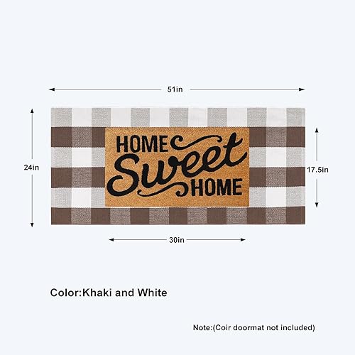 Vista 9 de Tapete Kimode de algodón, a cuadros, color negro y blanco, lavable, para porche, entrada, cocina