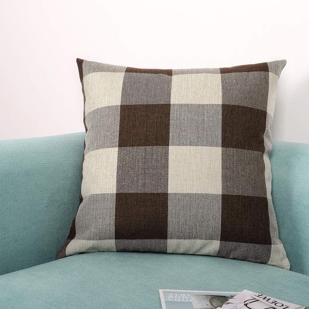 Accmor 2 Pack Buffalo Check Plaid Pillow Covers 18x18 Inches Throw Cushion Case for Home Sofa Farmhouse Christmas Décor