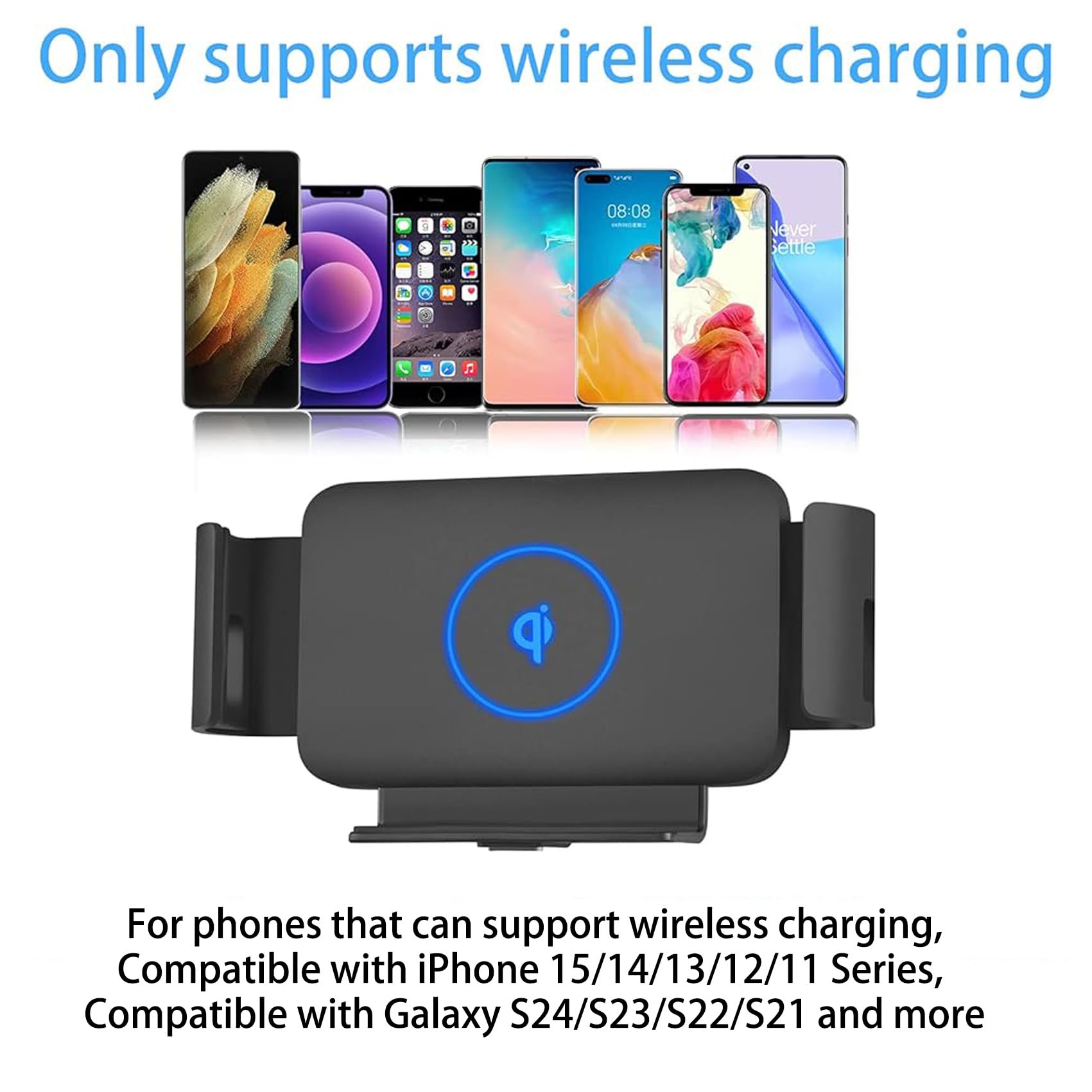 Wireless Car Charger Mount Compatible with Galaxy S25 Ultra/S25+/S25/S24 Ultra/S24/S24+/S23/S22 Ultra/Note20, Car Phone Wireless Charger for iPhone 16/15/14/13/12 Series, Auto Clamp Air Vent Car Mount