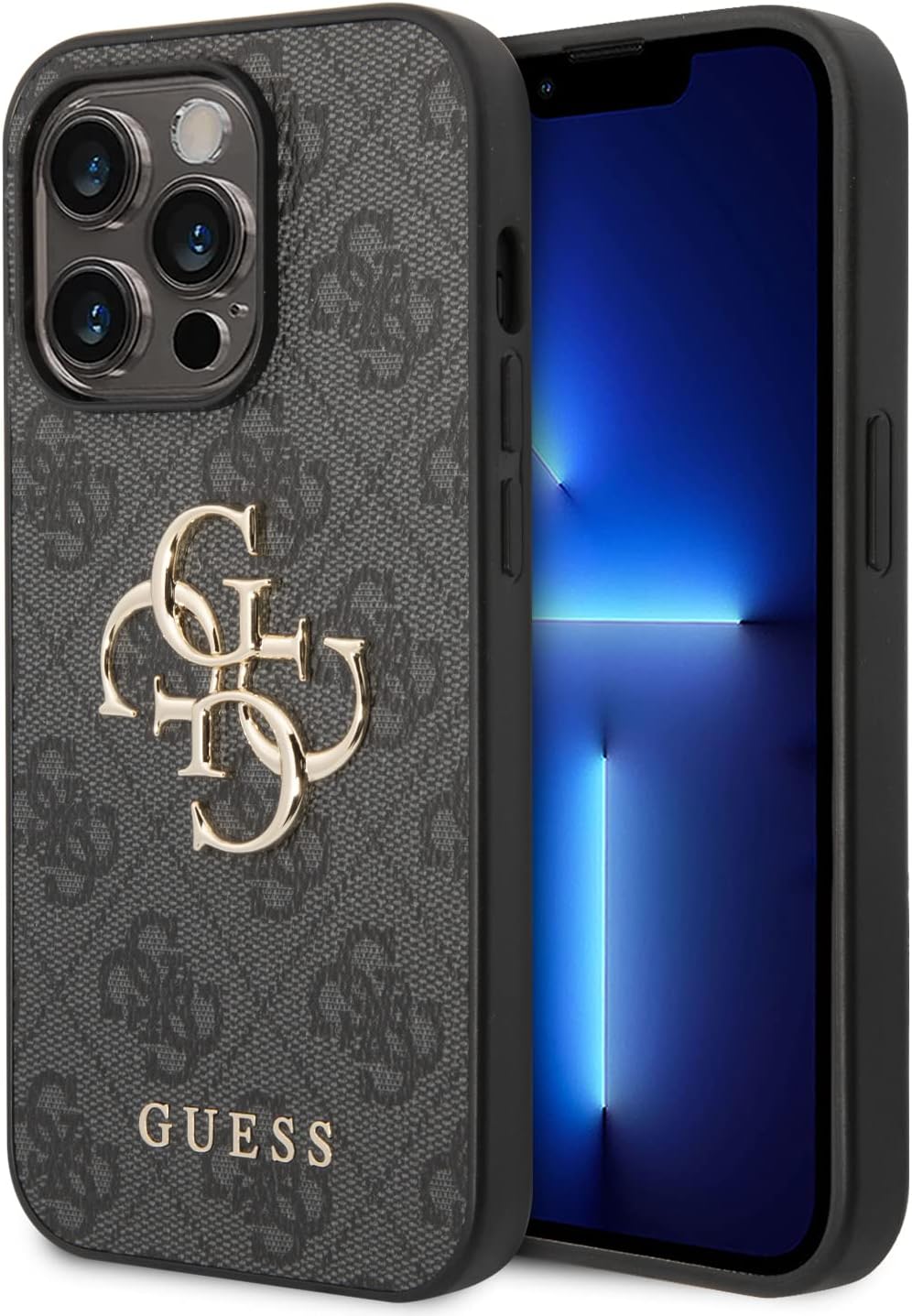 Guess Case, [Compatible with MagSafe], PU Leather Case With Big 4G & Classic Logo, Anti-Shock, Drop Protection, Slim & Tough, Shock Resistant (Gray, iPhone 14 Pro Max)