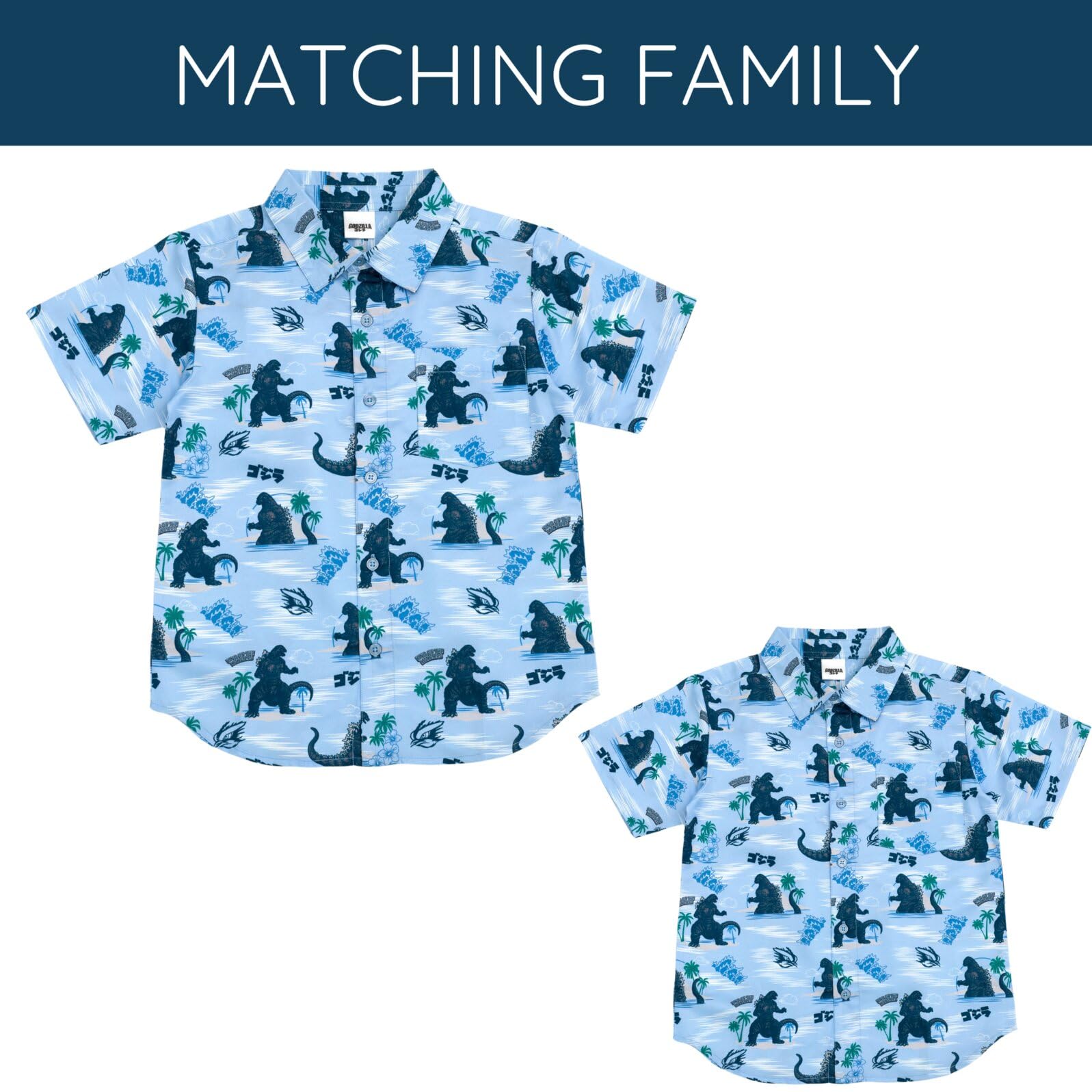Godzilla Matching Family Hawaiian Button-Down Shirt