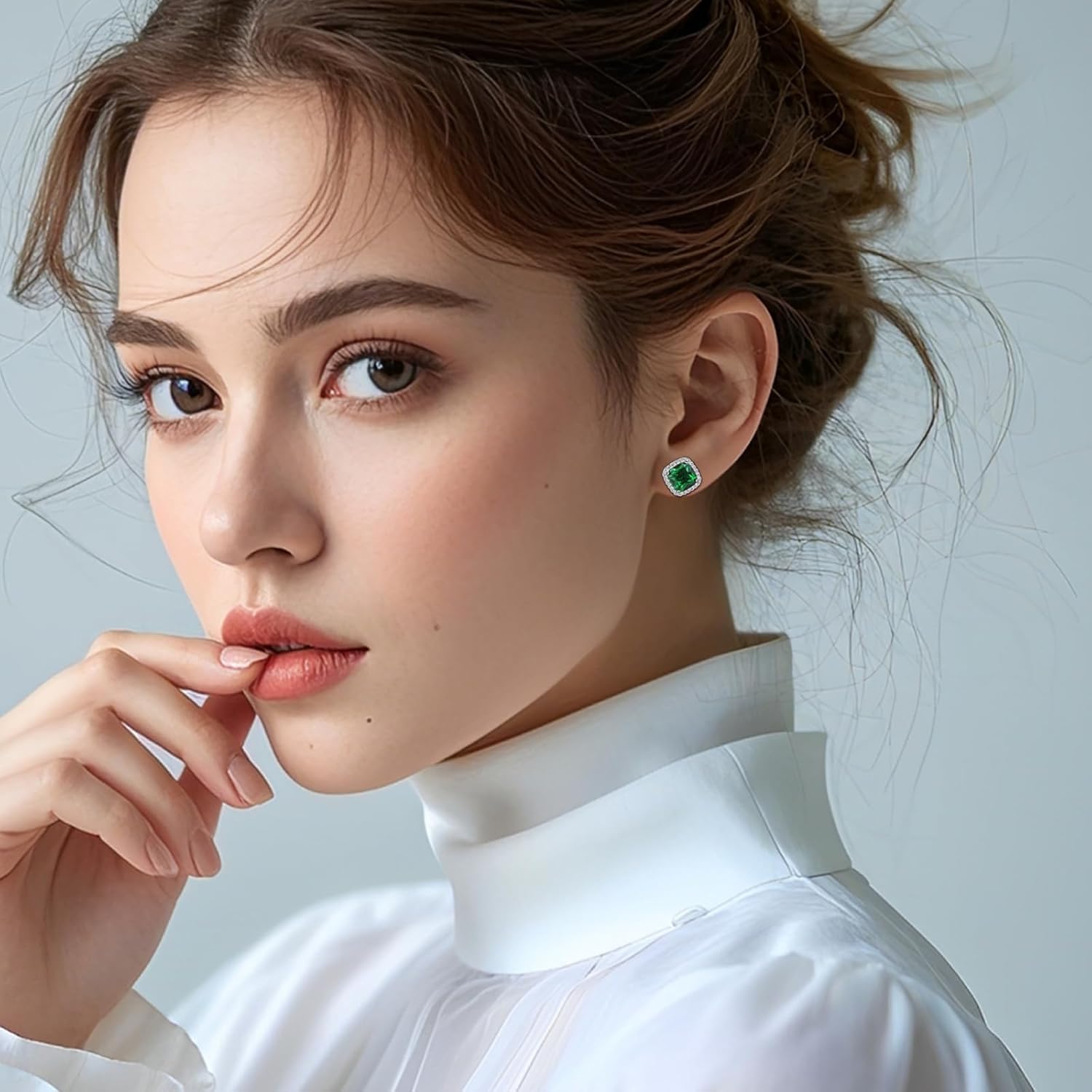 Square Cubic Zirconia Earrings Stud 7mm Birthstone Studs Earrings Hypoallergenic Princess Cut Earrings 925 Sterling Silver Post Studs Earrings for Women - Image 3