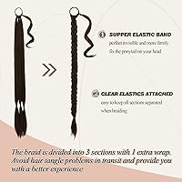 Vista 74 de BARSDAR Extensión de Cola de Caballo Trenzada de 30 Pulgadas de Largo - Extensiones de Cabello de Cola de Caballo Trenzada Rubia Recta Envolvente