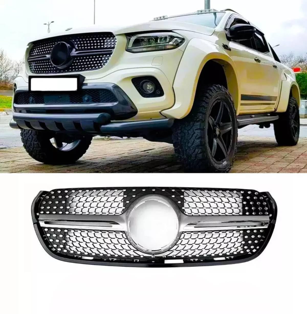 For Auto Perfectionists UK Front Diamond Grill Compatible With Mercedes X Class BR470 W470 2015-2019 AMG Style ABS Gloss Black