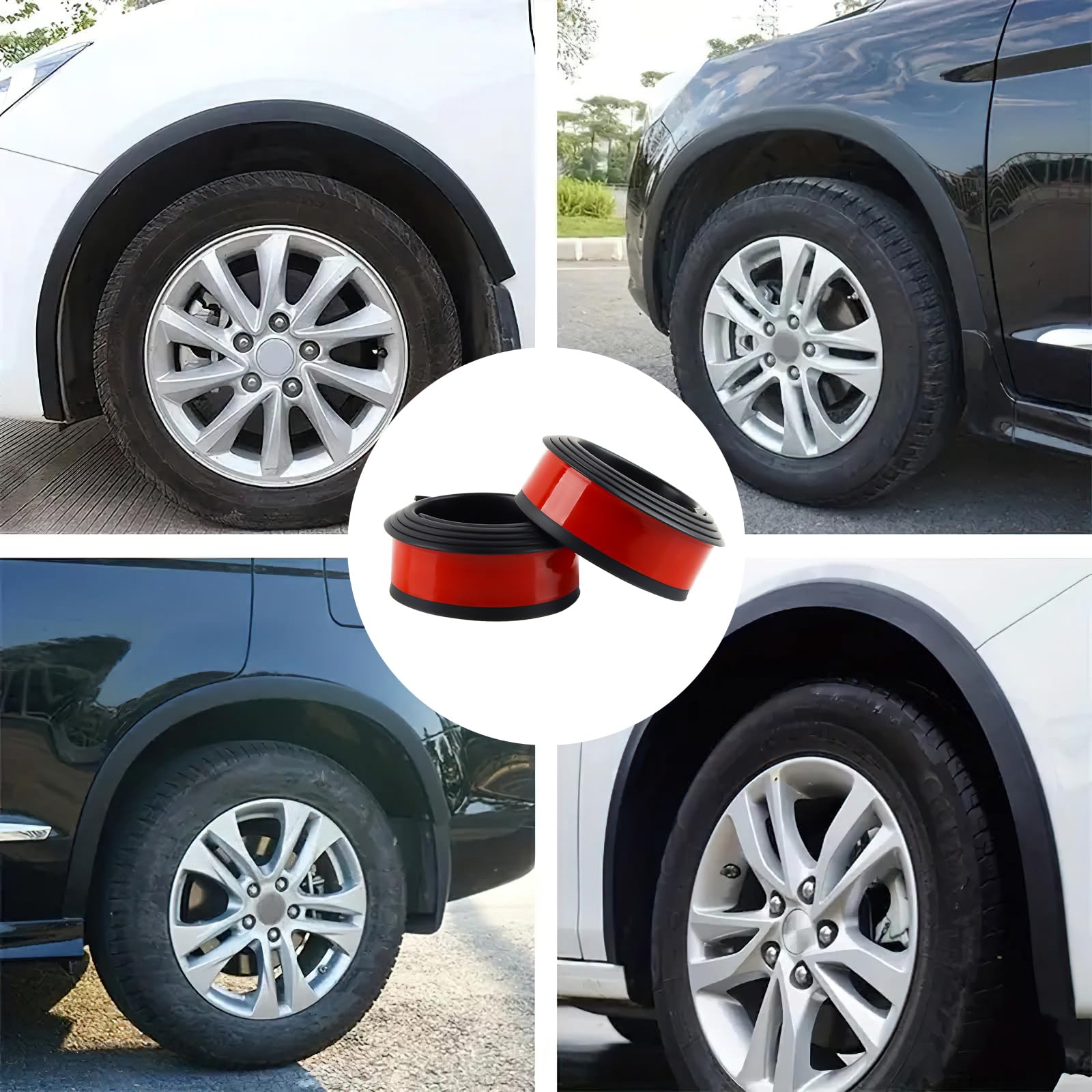 2Pcs Tira Universal de Guardabarros, Bengalas y Extensión del Paso de Rueda Para Coche (1.5 m, Negro)