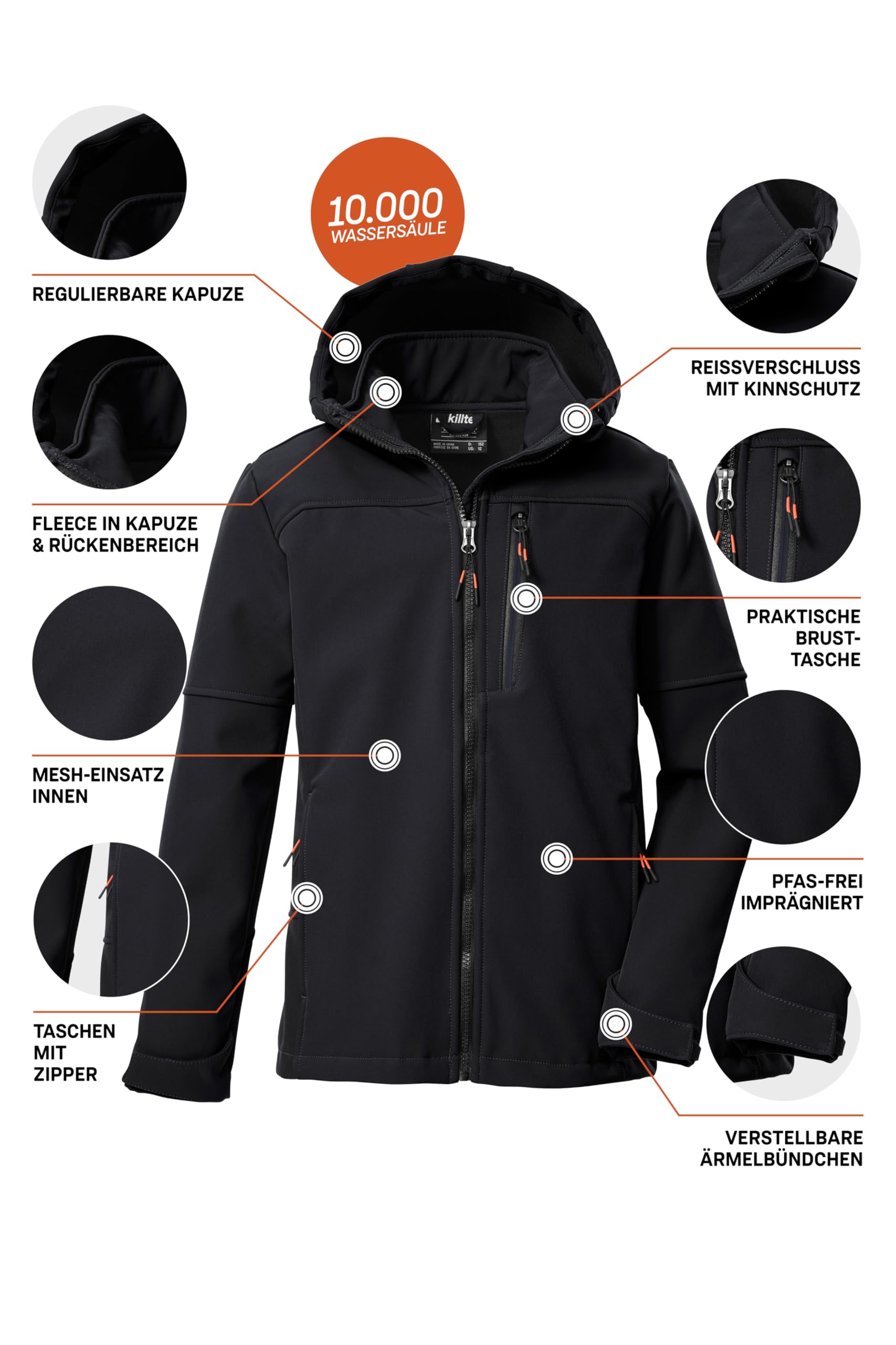 Killtec Kow 226 Bys Sftshll Jckt Veste softshell avec capuche Garçon