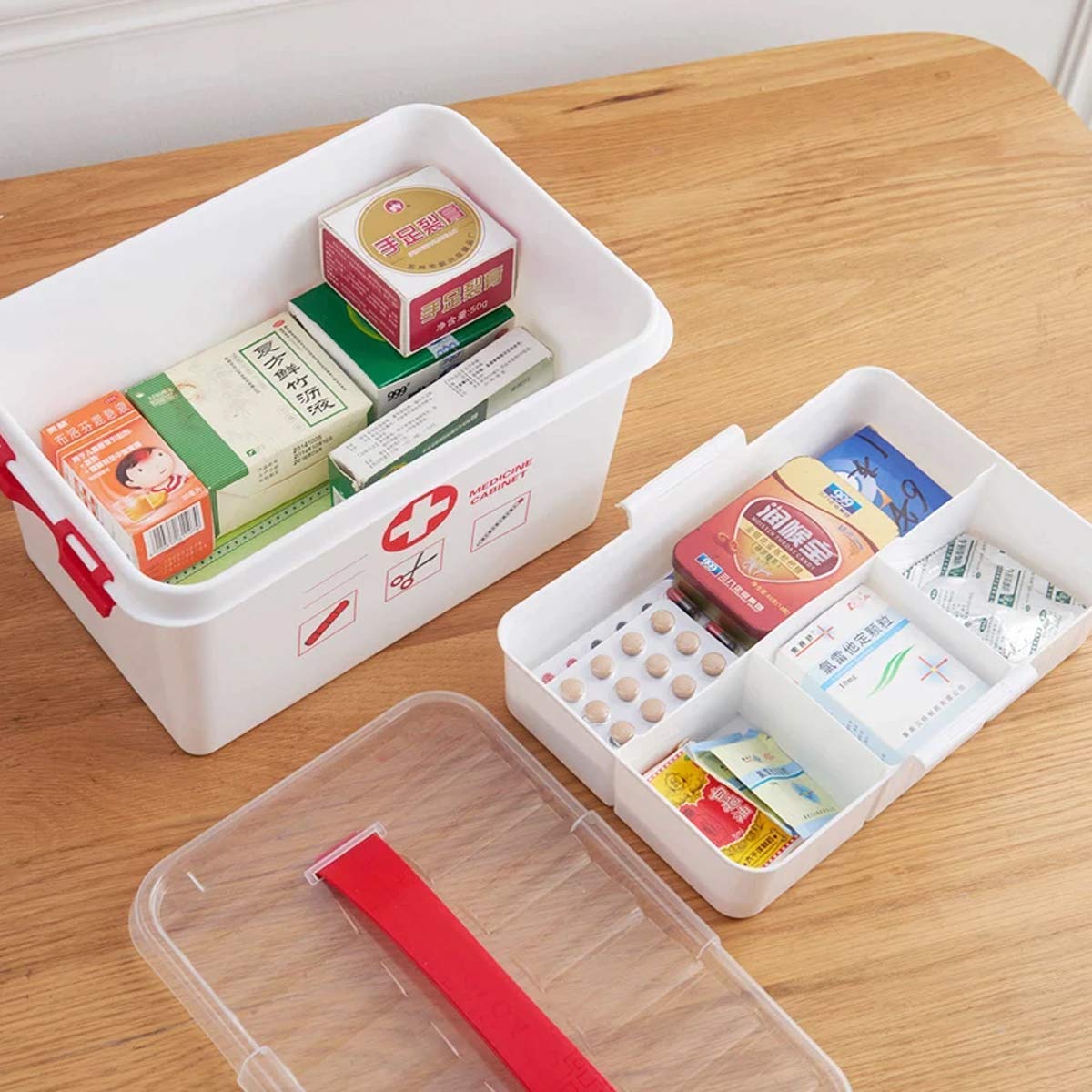 SHREVI IMPEX First Aid Kit Box Lockable Medicine Storage Box Family Emergency Kit Cabinet Organizer with Detachable Tray and Handle Portable for Home Camping Travel Hiking 3