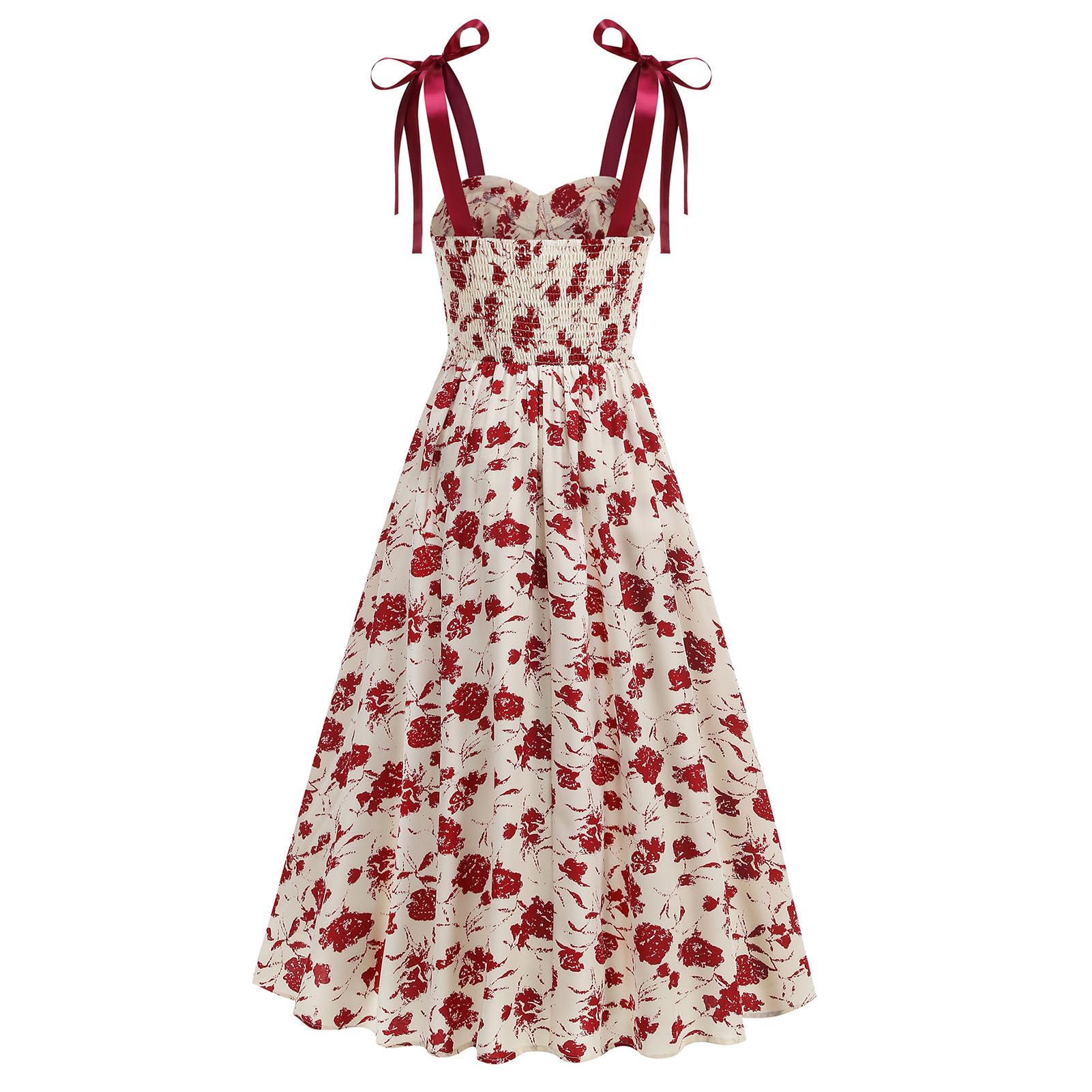 OMEWEE Abito da donna con fiori, sexy, scollo a cuore, senza maniche, con spalline sottili, per il tempo libero, elegante, linea ad A, per cocktail, feste, lunghi