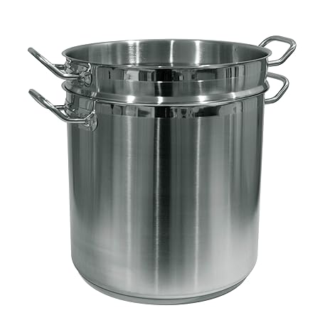 Update International (SPSA-20) 20 Qt Induction Ready Stainless Steel Pasta Cooker w/Cover, Strainer