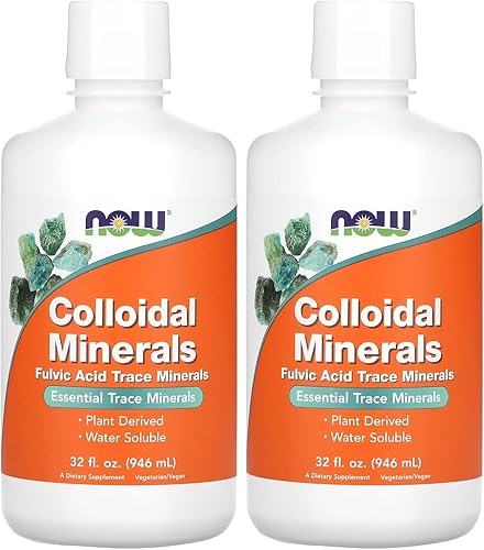Miniatura 1 de NOW Suplementos, minerales coloidales líquidos, derivados de plantas, minerales traza esenciales, 32 onzas (paquete de 2)