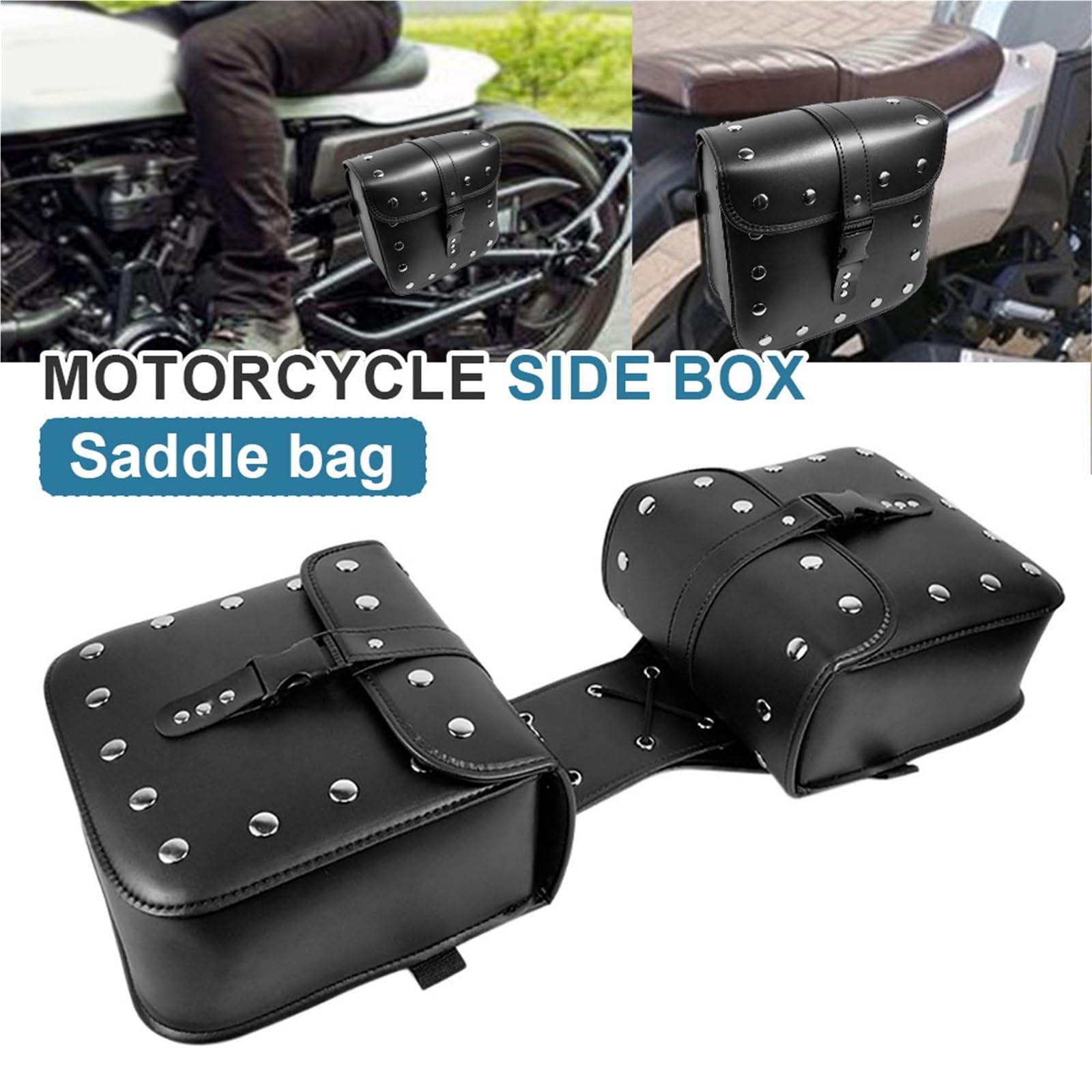 Lot De 2 Sacoches Latérales Universelles pour Moto, À Outils en Cuir PU pour Sportster XL883 XL1200