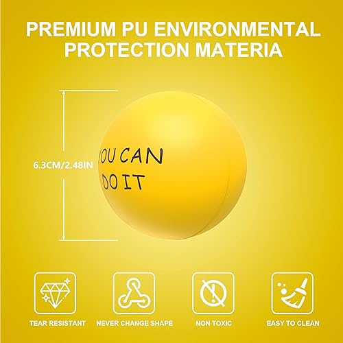 Miniatura 4 de Bolas antiestrés (paquete de 5) para niños y adultos, bolas de alivio del estrés con quetos motivacionales, bolas de ejercicio de mano para aliviar