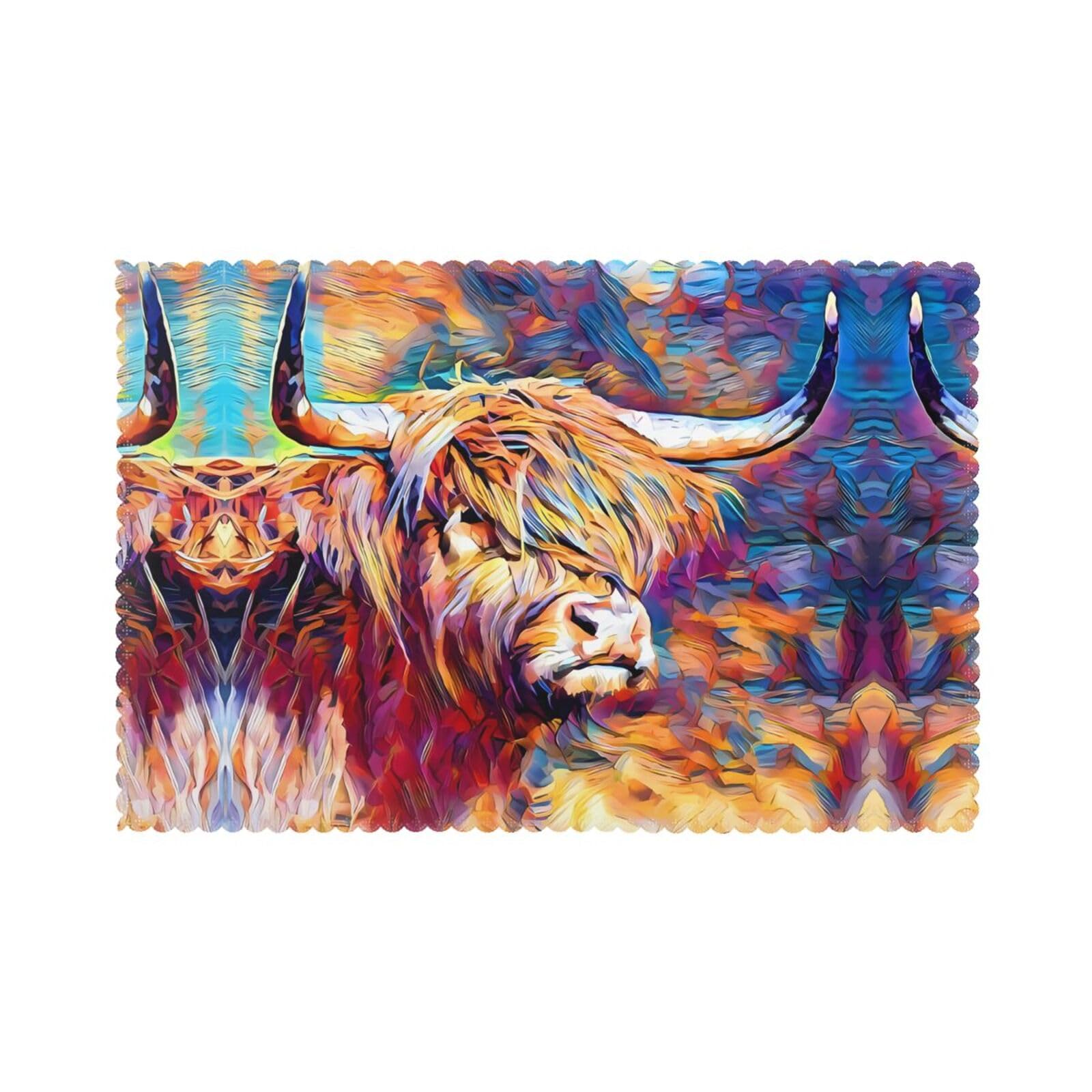 YYHWHJDE Cow Prints Placemats Set of 6 12x18in - Elevate Every Meal with Durable & Customizable Table Layers