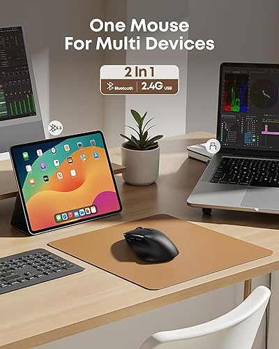 Miniatura 2 de Ratón ergonómico recargable con Jiggler, Bluetooth+2.4G inalámbrico+conexión con cable (3 en 1), máximo 4800 DPI, llave de fuego rápido, cable de