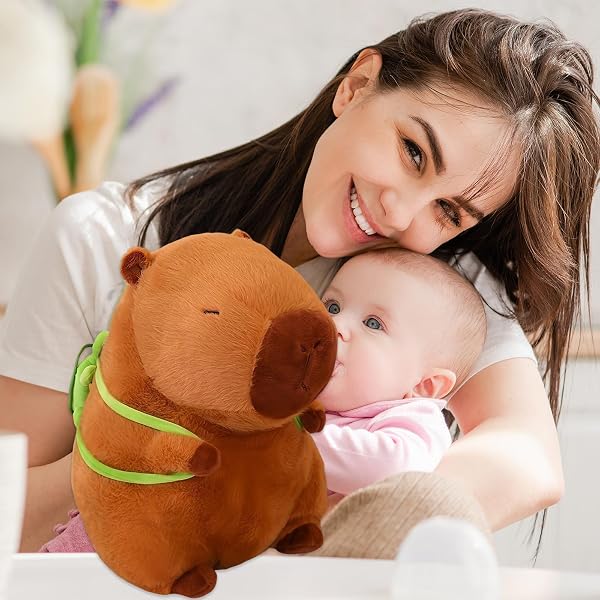 Capybara Plush Toy 23 CM Plush Pillow Capybara Teddy with Turtle Backpack Cartoon Stuffed Animal Birthday capybara Gifts for Girls Boys Cute Doll Teddy Plush Toys for Kids Adults Animal Lovers - 5