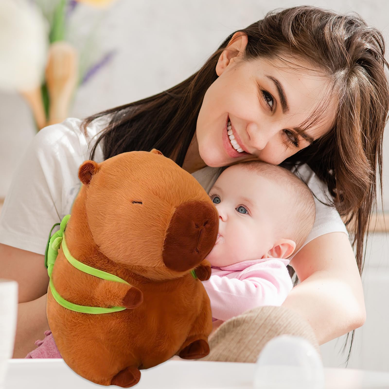 Capybara Plush Toy 23 CM Plush Pillow Capybara Teddy with Turtle Backpack Cartoon Stuffed Animal Birthday capybara Gifts for Girls Boys Cute Doll Teddy Plush Toys for Kids Adults Animal Lovers — view 5