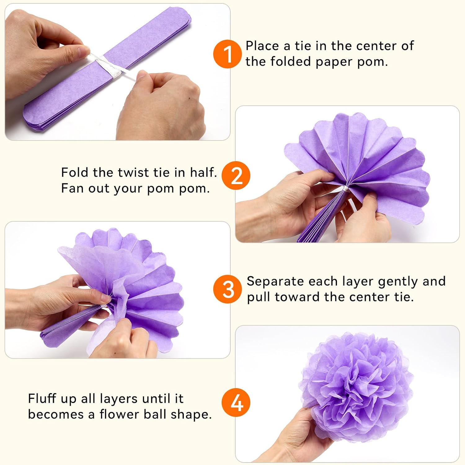 12 Pcs Paper Pom Poms Kit, Tissue Pom Poms, Paper Flower Balls