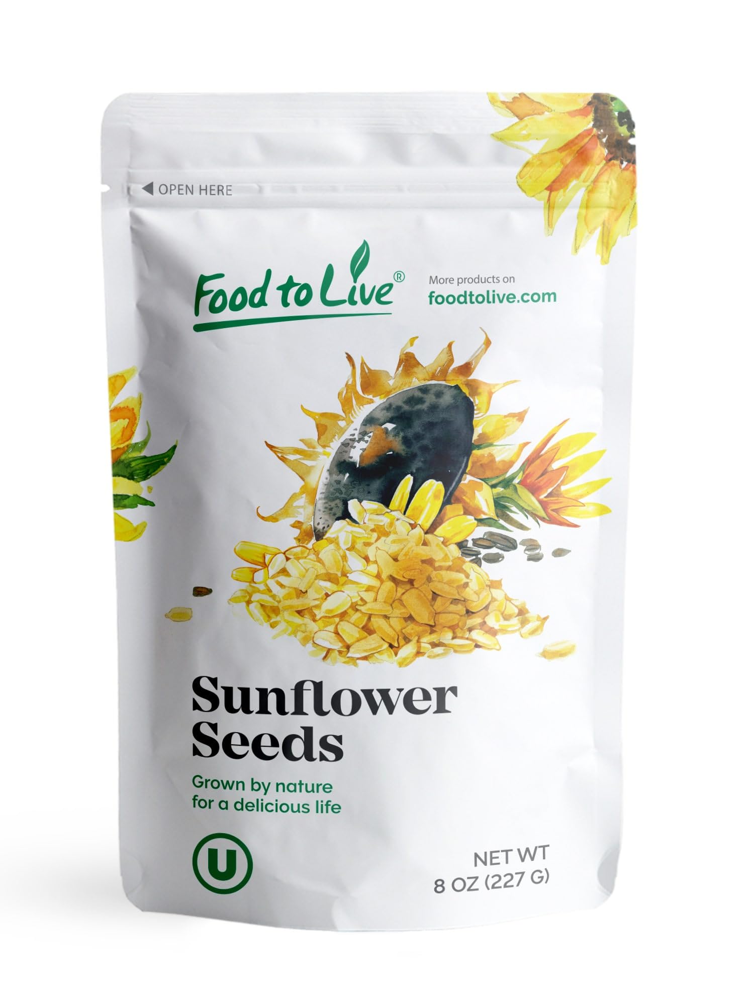 Food to Live Sunflower Seeds, 8 Ounces – Non-GMO Verified, Kernels, No Shell, Kosher, Raw, Vegan, Sirtfood, Bulk