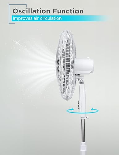 Miniatura 3 de BLACK+DECKER Ventilador de pedestal de 18 pulgadas, BFP18SXW, ventilador oscilante para el hogar y la oficina, ventilador de pie con 3 ajustes de