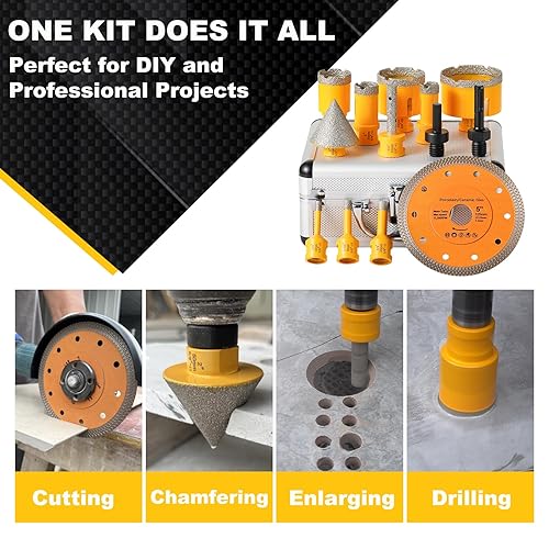 Miniatura 4 de Juego de 13 brocas de núcleo de diamante, kit de sierra de agujero soldado al vacío, rosca de 58 "-11 para azulejos de porcelana de cerámica y