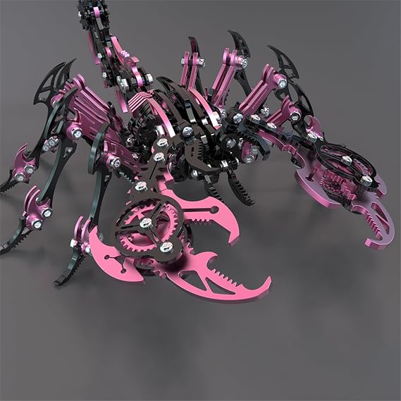 Metalkitor Scorpion King 3D Metal Puzzles Kits for Adults Teens 454 Pcs Mechanical Assembly Cyberpunk Models 4 Hours to Build Ideal for Gifts and Decorations (Black Pink)
