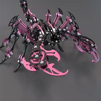 Metalkitor Scorpion King 3D Metal Puzzles Kits for Adults Teens 454 Pcs Mechanical Assembly Cyberpunk Models 4 Hours to Build Ideal for Gifts and Decorations (Black Pink)