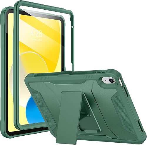 Soke Funda para iPad de 10.9 pulgadas de 10.9 pulgadas 2022, con protector de pantalla integrado y soporte, funda protectora de cuerpo completo