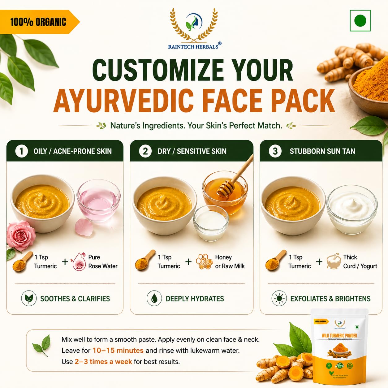 RAINTECH HERBALS Pure Kerala Kasthuri Manjal Wild Turmeric Powder 250gm 3