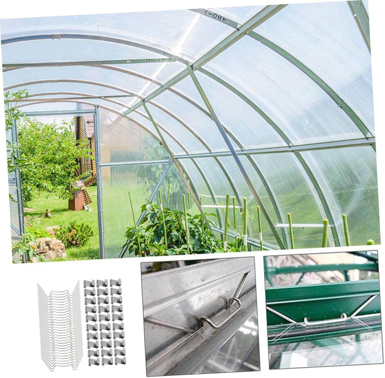 SUPVOX Greenhouse Glazing Clips Pane Fixing Clips with Clips for Glass Panels Greenhouse Repair Kit for Secure Pane Installation 2.95 X 1.33 X 0.07 in
