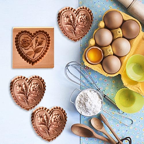 Miniatura 2 de Moldes de madera tallada para galletas, sellos de galletas personalizados, prensa de galletas de cocina para hornear bricolaje con animales,