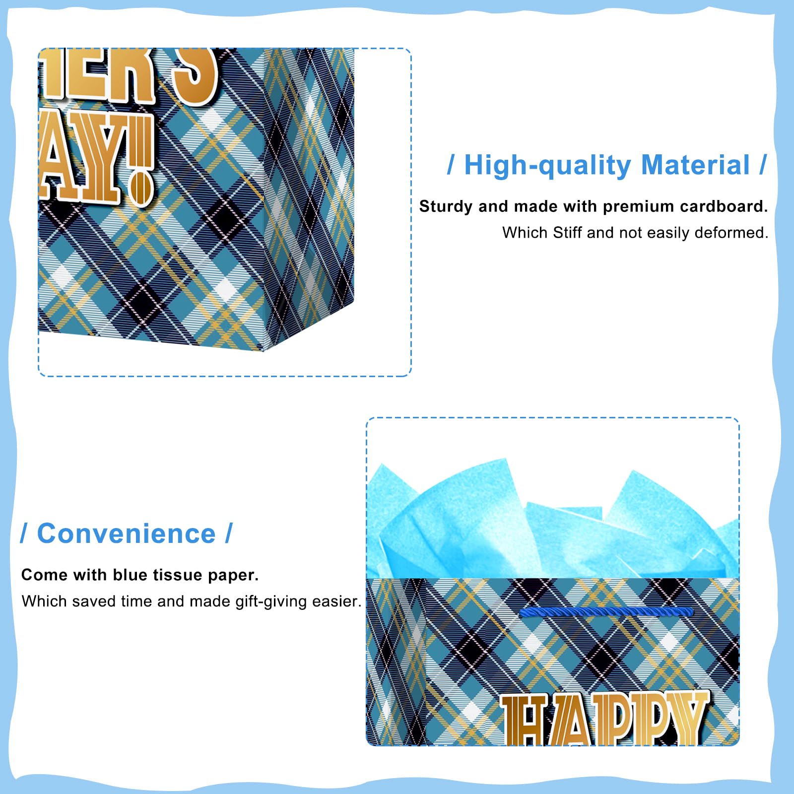Hohomark Fathers Birthday Gift Bag For Dad From Daughter Son,13inch