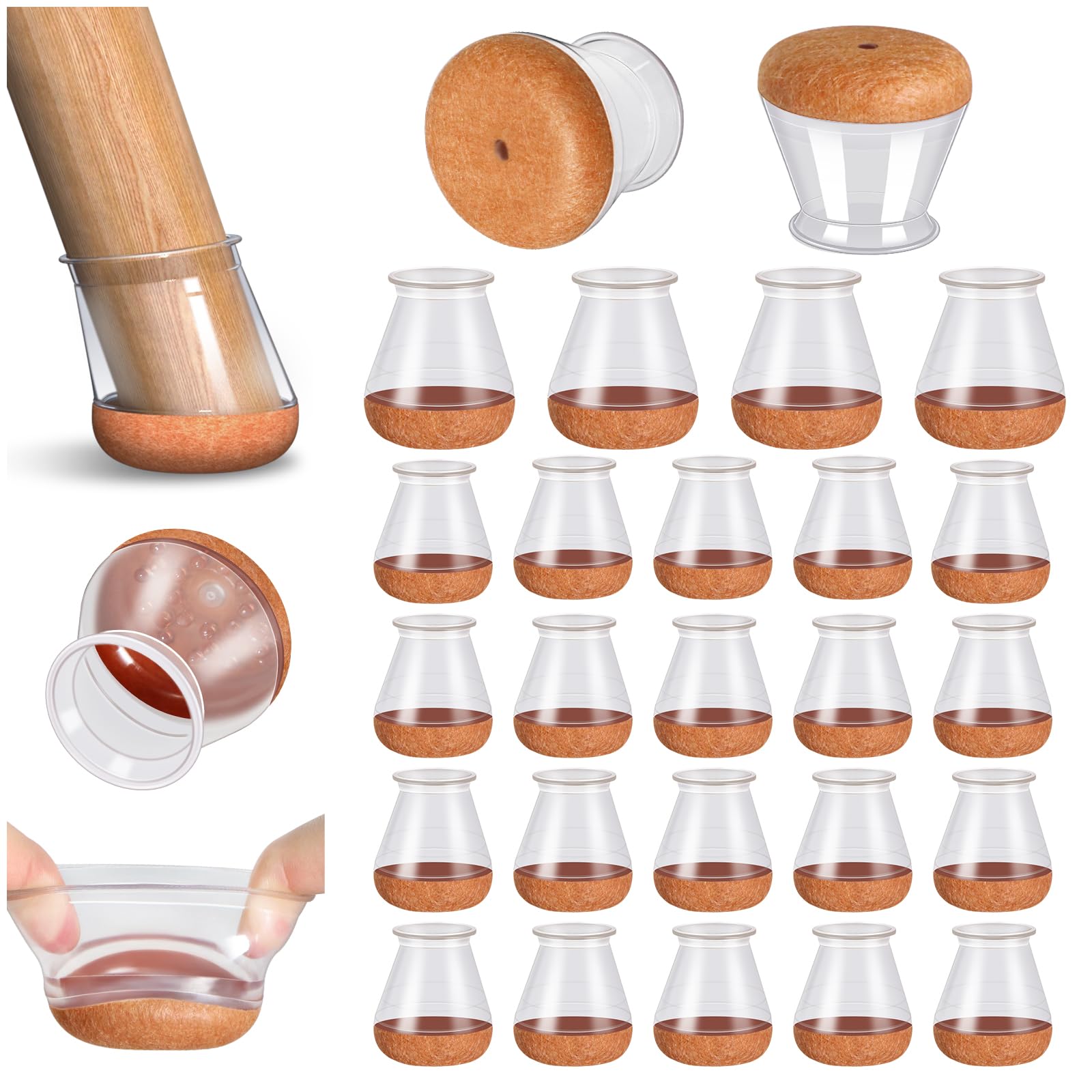 Sponsored Ad – 24 Pcs Chair Leg Floor Protectors, Silicone Chair Leg Protectors Caps Covers for Hardwood Floors, Furniture Pads Sliders with Wrapped Felt Bottom Extra Small (Fit:0.5"-0.75")