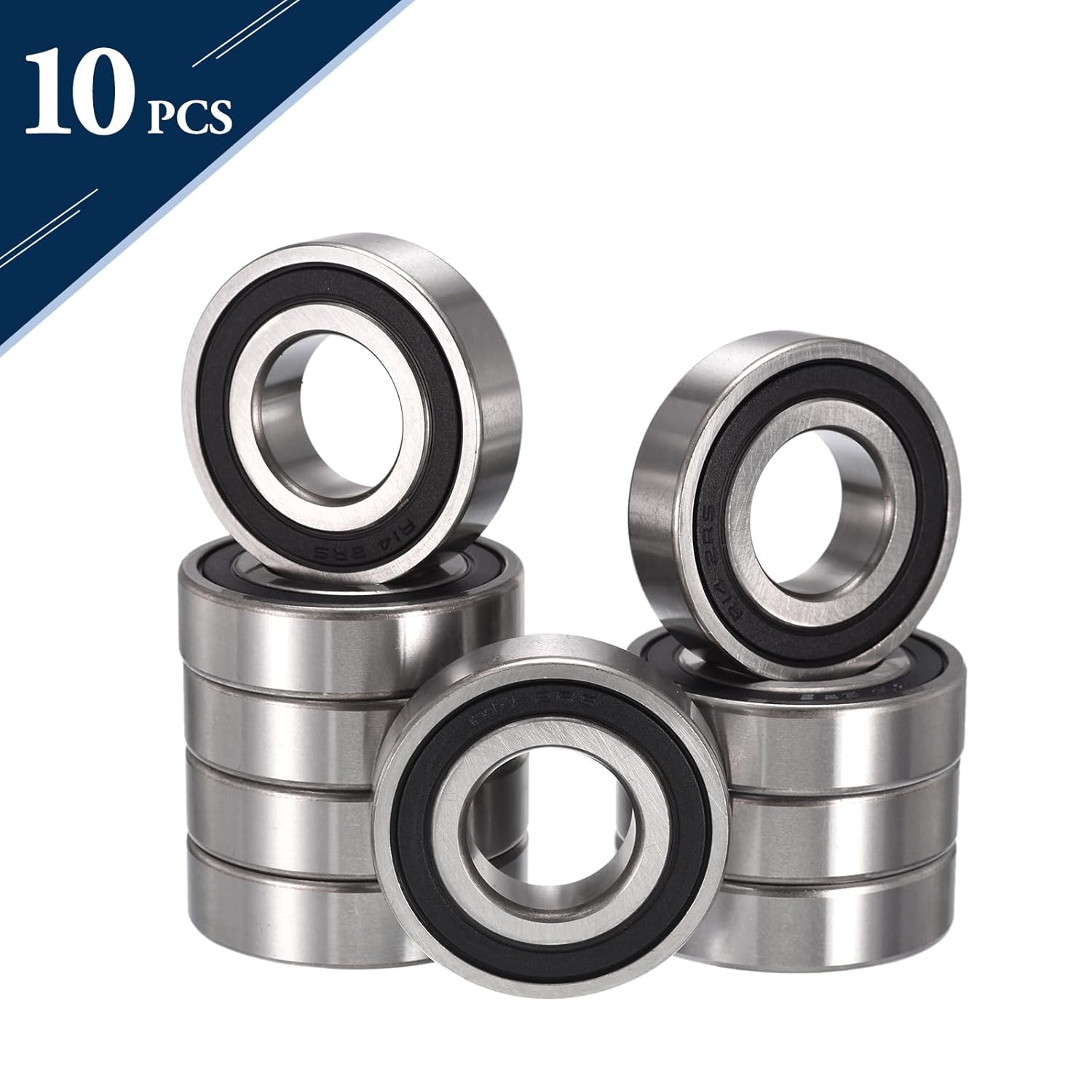 R14-2RS Deep Groove Ball Bearings, ID 7/8" x OD 1-7/8" x Width 1/2" Double Rubber Sealed Ball Bearing Pre-Lubricated Chrome Steel Z2 Lever 10pcs